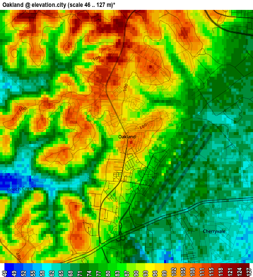 Oakland elevation map