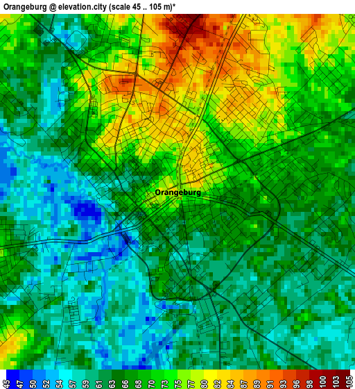 Orangeburg elevation map