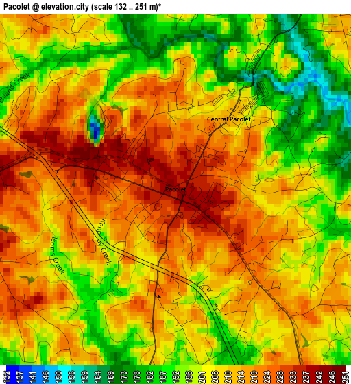 Pacolet elevation map