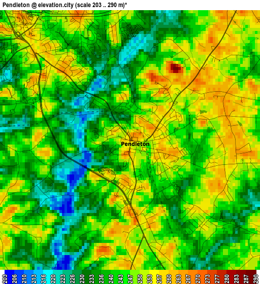 Pendleton elevation map