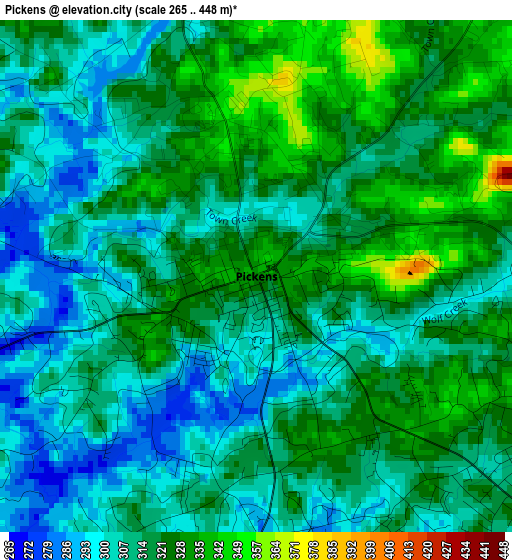 Pickens elevation map