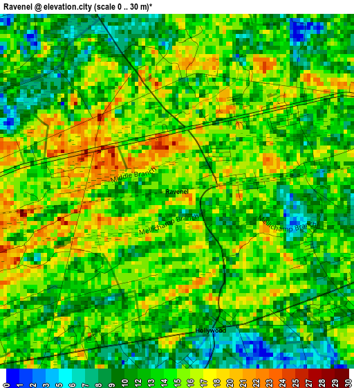 Ravenel elevation map