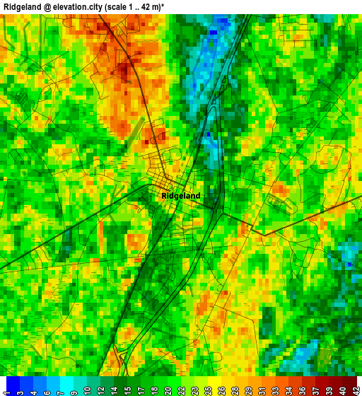 Ridgeland elevation map