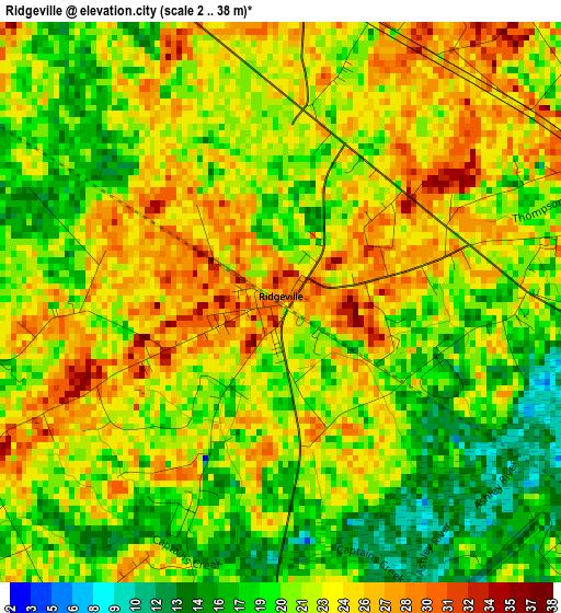 Ridgeville elevation map