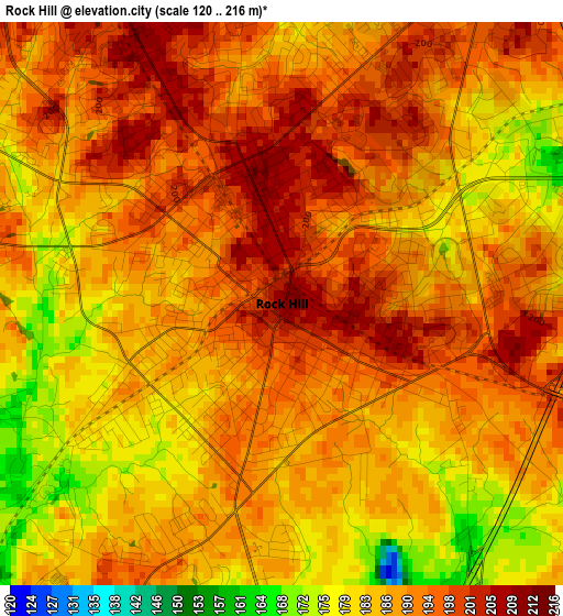Rock Hill elevation map