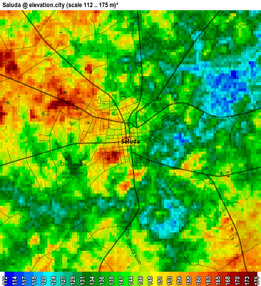 Saluda elevation map