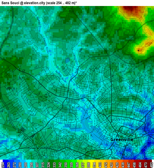 Sans Souci elevation map