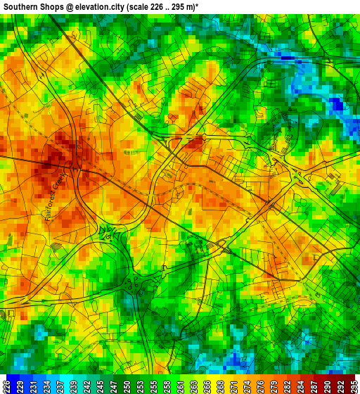 Southern Shops elevation map