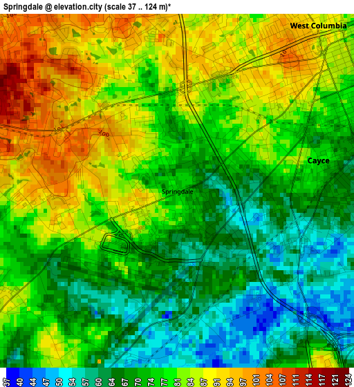 Springdale elevation map