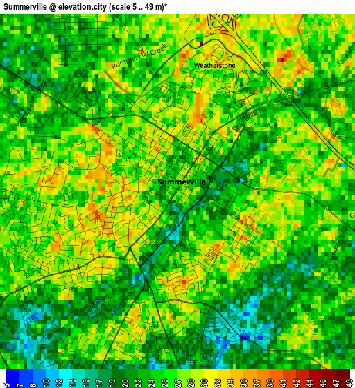 Summerville elevation map