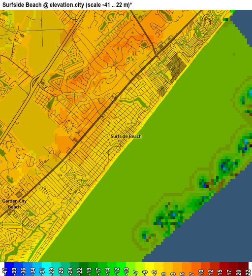 Surfside Beach elevation map