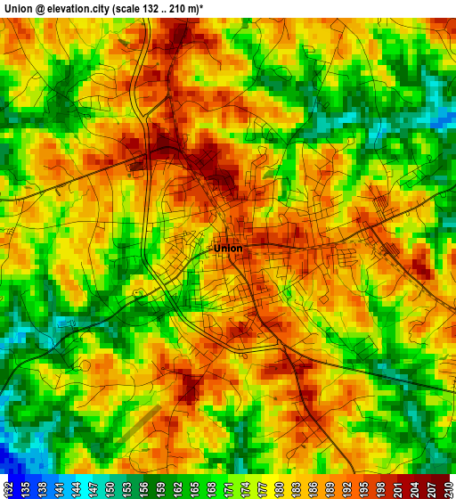 Union elevation map