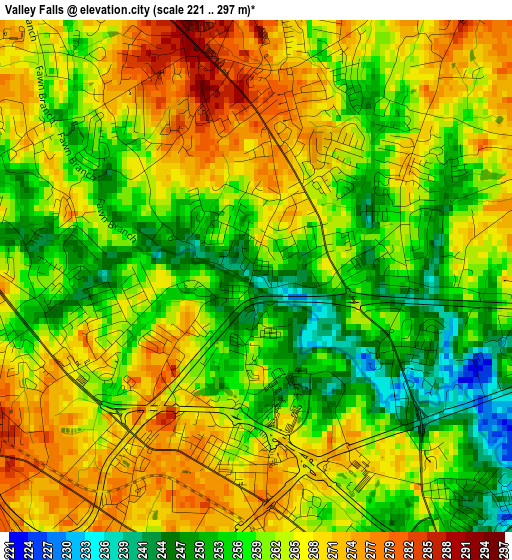 Valley Falls elevation map