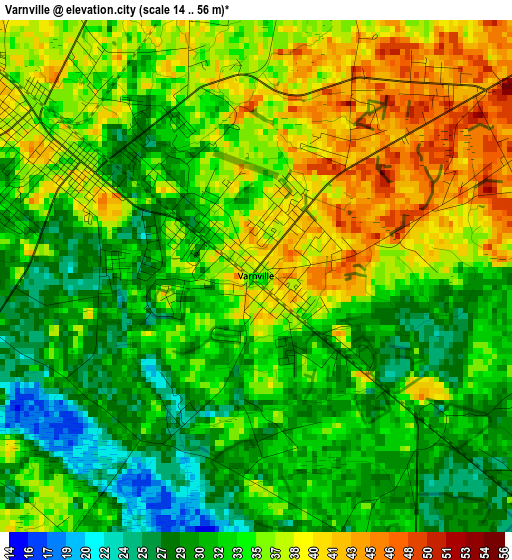 Varnville elevation map