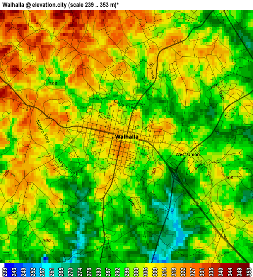 Walhalla elevation map