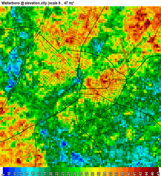 Walterboro elevation map