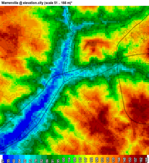 Warrenville elevation map