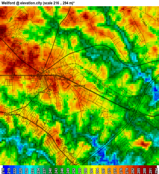 Wellford elevation map