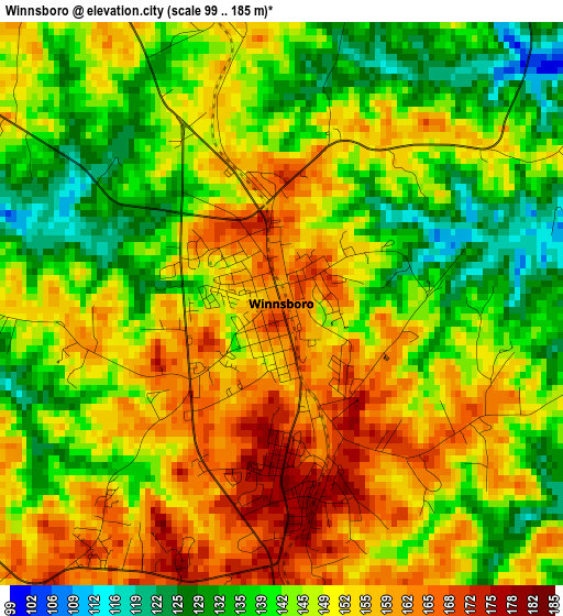 Winnsboro elevation map