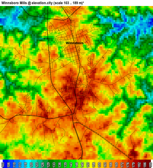 Winnsboro Mills elevation map