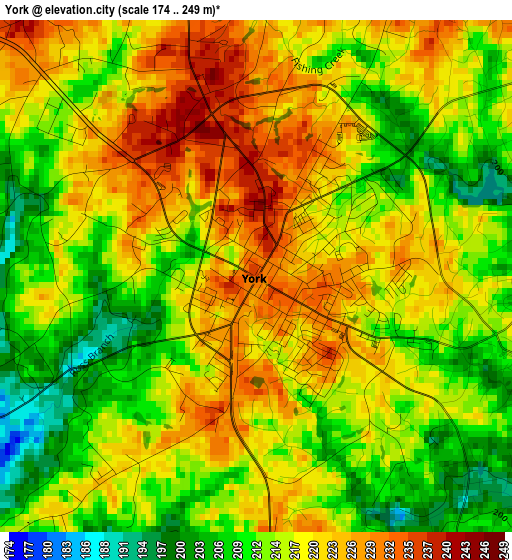 York elevation map