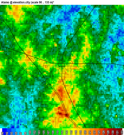 Alamo elevation map