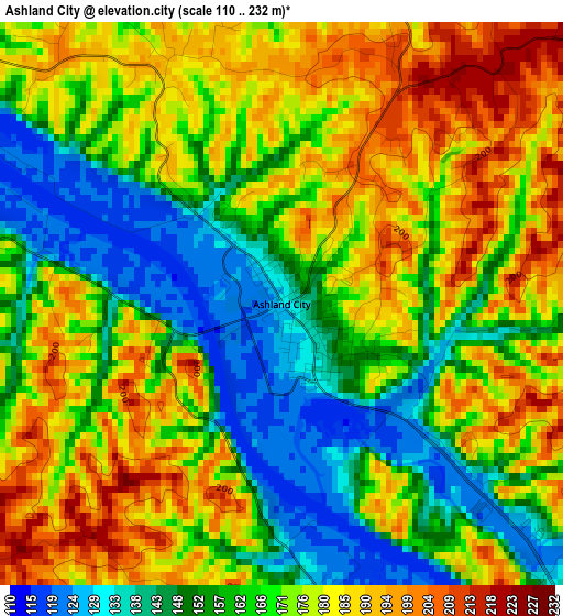 Ashland City elevation map