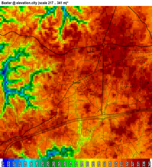 Baxter elevation map