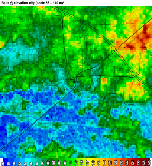 Bells elevation map