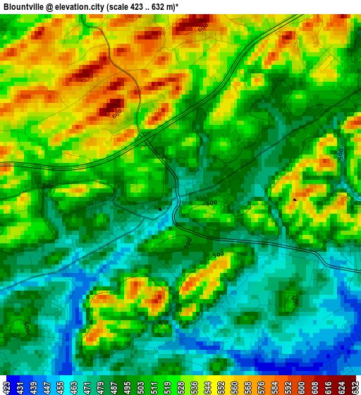 Blountville elevation map