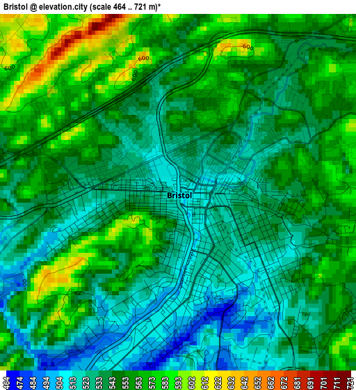 Bristol elevation map