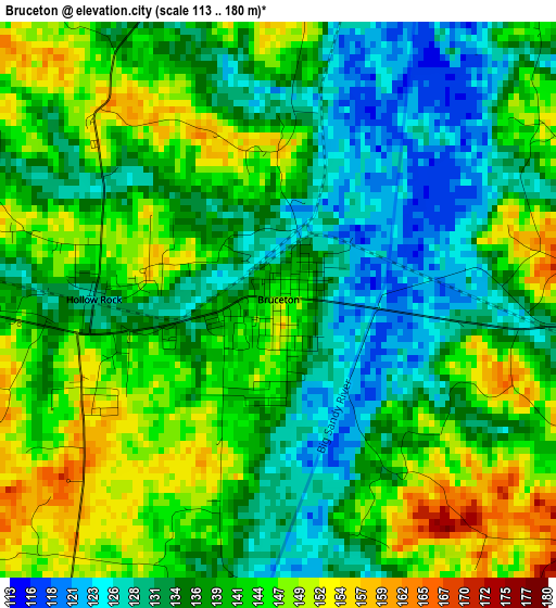 Bruceton elevation map