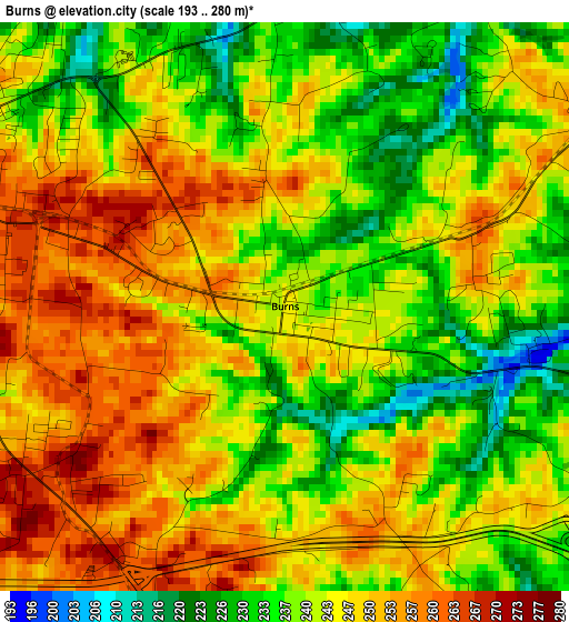 Burns elevation map