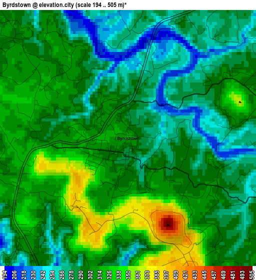 Byrdstown elevation map