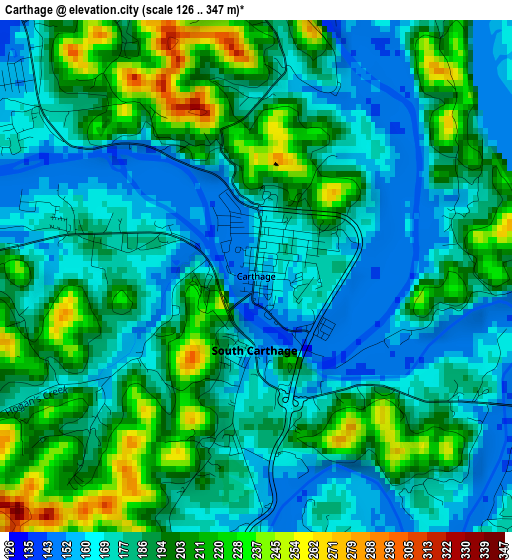 Carthage elevation map