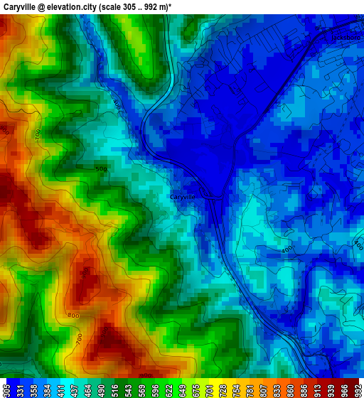 Caryville elevation map