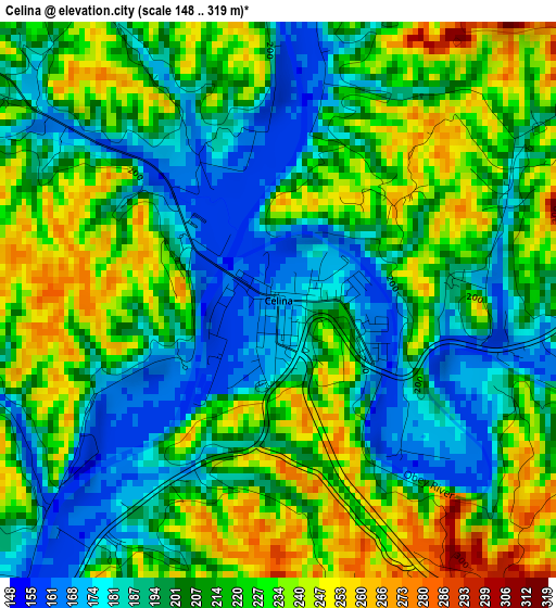 Celina elevation map