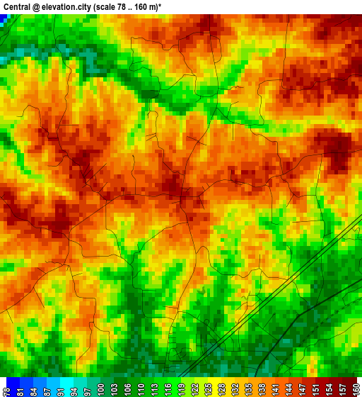 Central elevation map