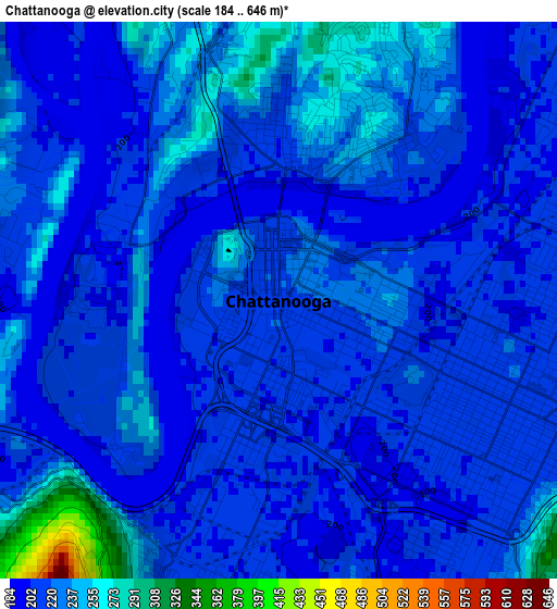 Chattanooga elevation map