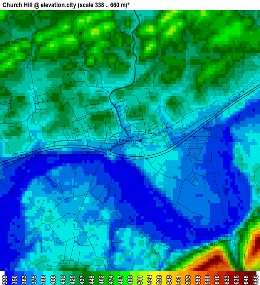 Church Hill elevation map