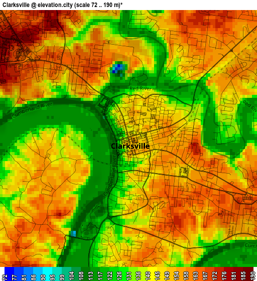 Clarksville elevation map