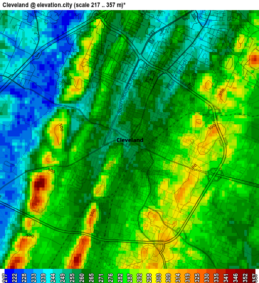 Cleveland elevation map