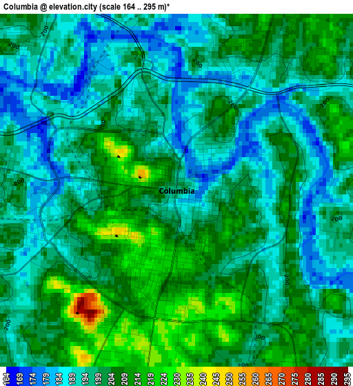 Columbia elevation map