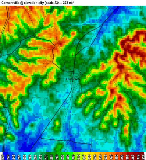 Cornersville elevation map