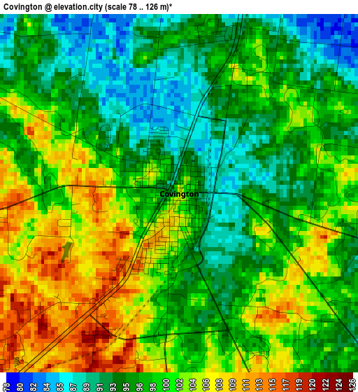 Covington elevation map