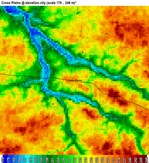 Cross Plains elevation map