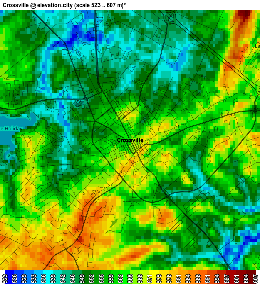 Crossville elevation map