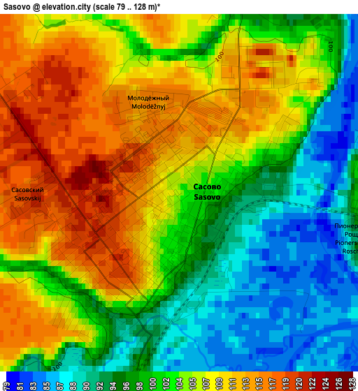 Sasovo elevation map