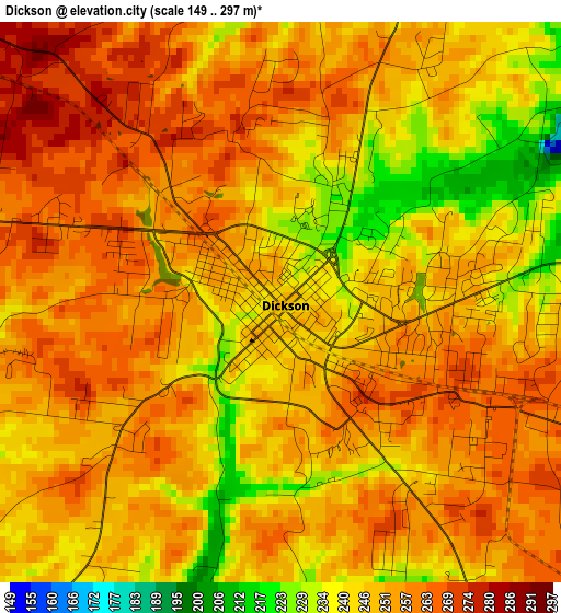 Dickson elevation map