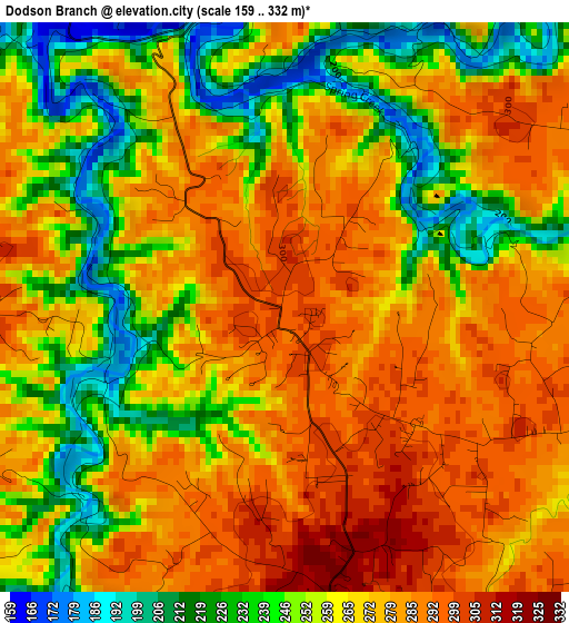 Dodson Branch elevation map